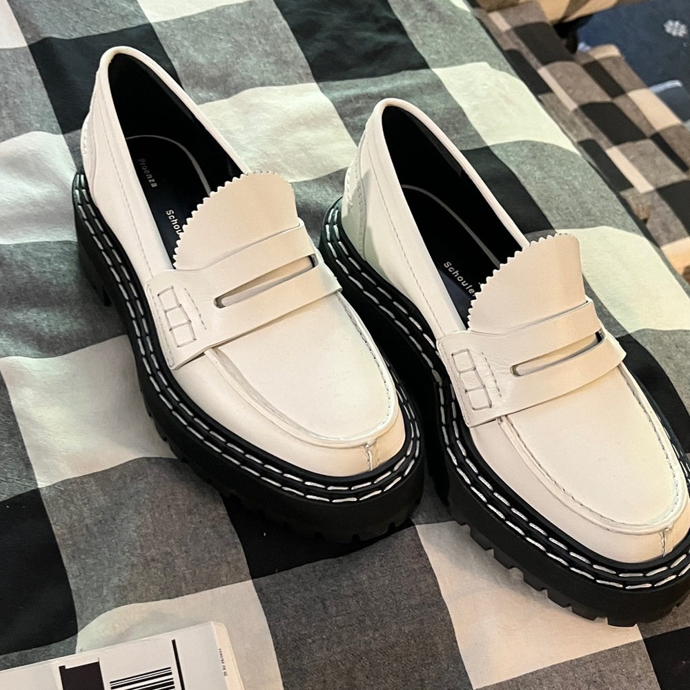 Proenza Schouler White Loafers with Black Soles